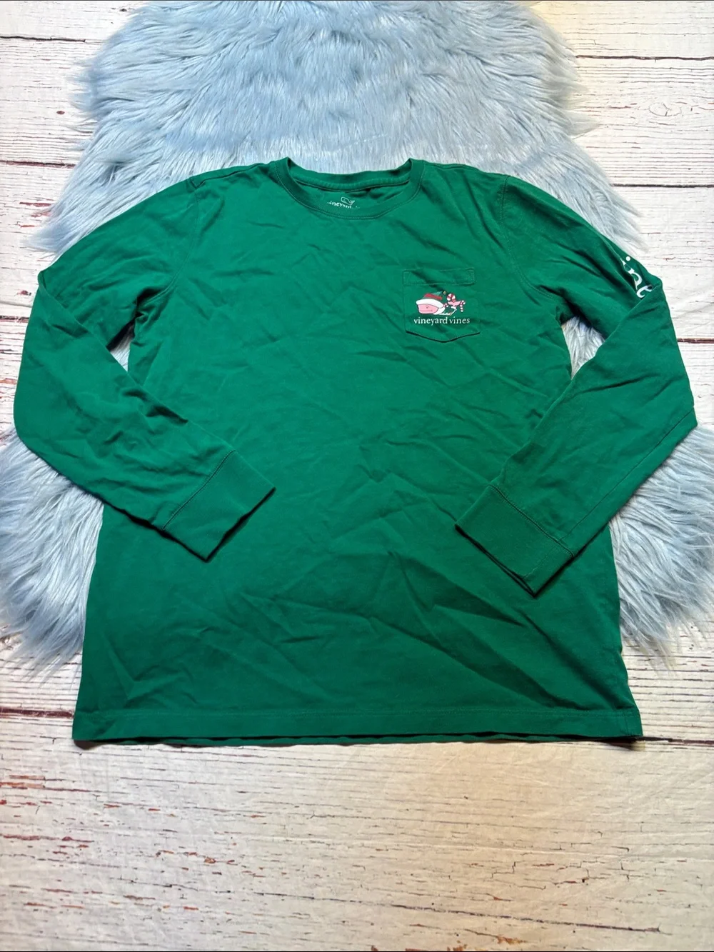 Vineyard Vines Green Kids 'Merry Christmas' Long-Sleeve Tee sz XL